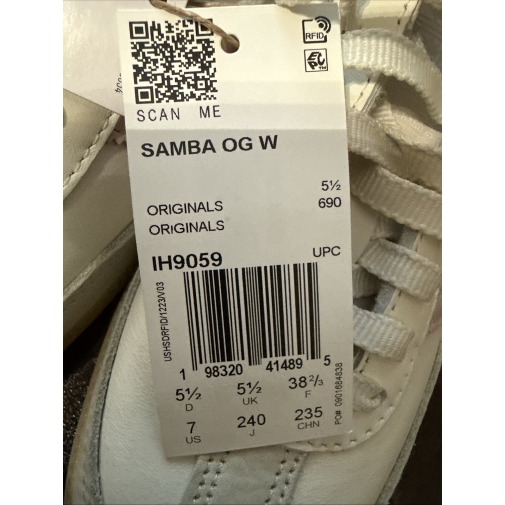 Adidas Samba OG W Women 7 Off White Sandy Pink New IH9059 Leather Sneakers - Picture 12 of 16